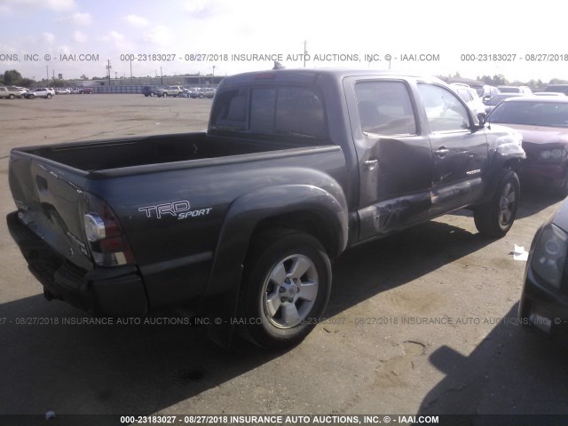 5TFJU4GN3CX024810 - 2012 TOYOTA TACOMA DOUBLE CAB PRERUNNER GRAY photo 4