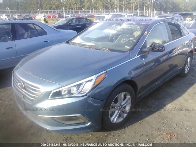 5NPE24AF3HH442845 - 2017 HYUNDAI SONATA SE BLUE photo 2