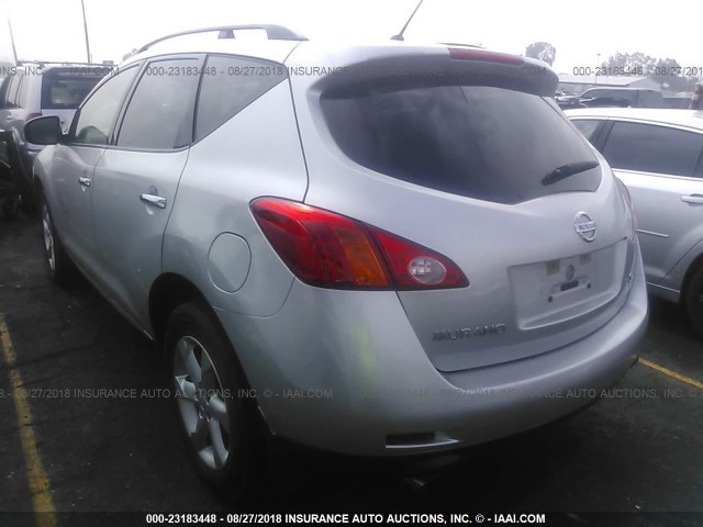 JN8AZ18W19W115858 - 2009 NISSAN MURANO S/SL/LE SILVER photo 3