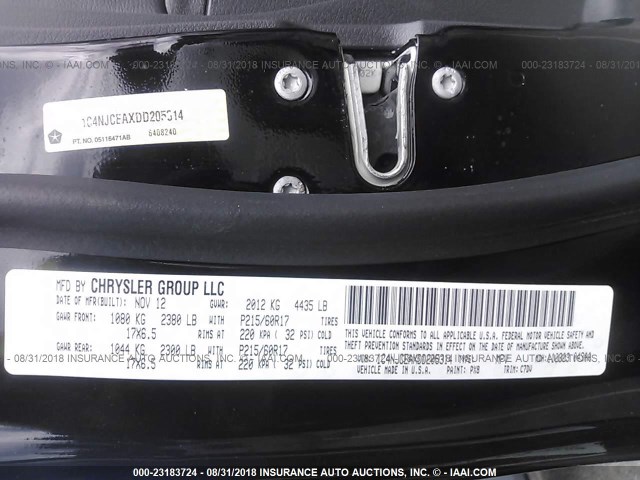 1C4NJCEAXDD205314 - 2013 JEEP COMPASS LATITUDE 黑色 照片 9