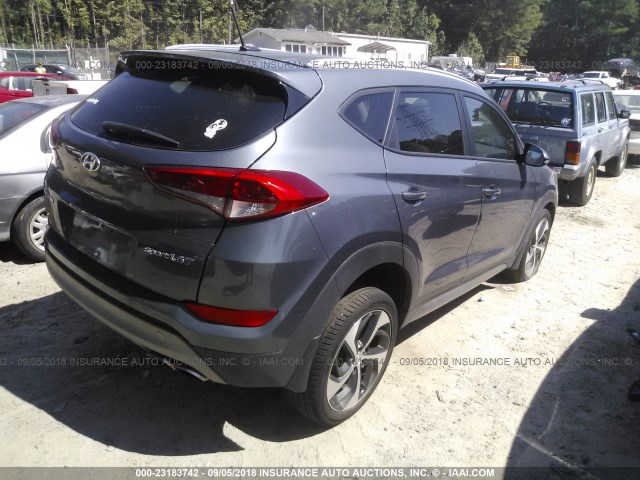 KM8J33A29HU353107 - 2017 HYUNDAI TUCSON LIMITED/SPORT AND ECO/SE GRAY photo 4