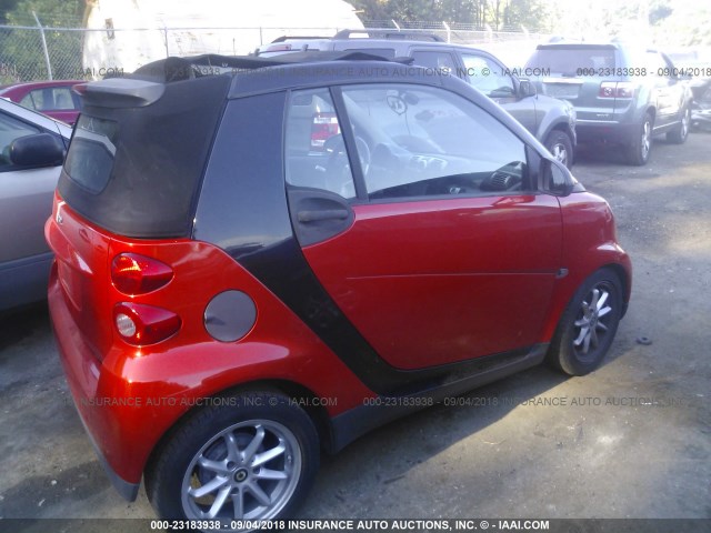 WMEEK31X68K205806 - 2008 SMART FORTWO PASSION ORANGE photo 4