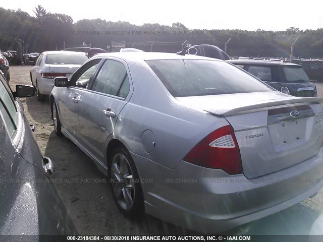 3FAHP0KC4BR137862 - 2011 FORD FUSION SPORT SILVER photo 3