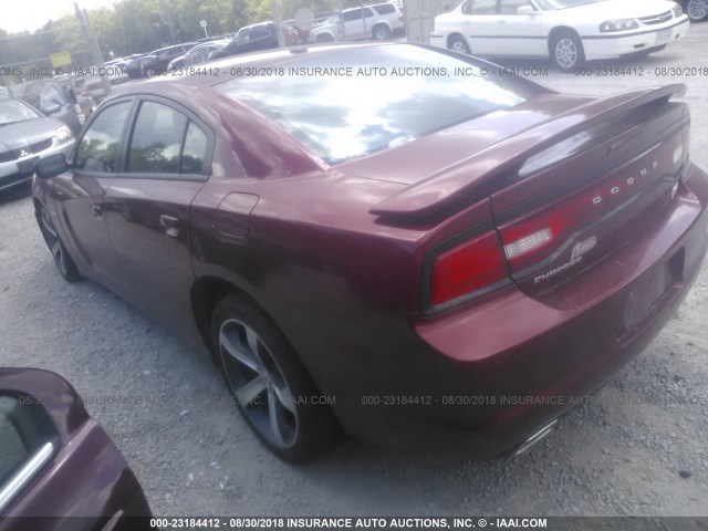 2C3CDXCT0EH277416 - 2014 DODGE CHARGER R/T BURGUNDY photo 3