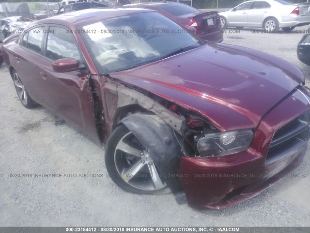2C3CDXCT0EH277416 - 2014 DODGE CHARGER R/T BURGUNDY photo 6