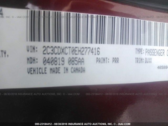 2C3CDXCT0EH277416 - 2014 DODGE CHARGER R/T BURGUNDY photo 9