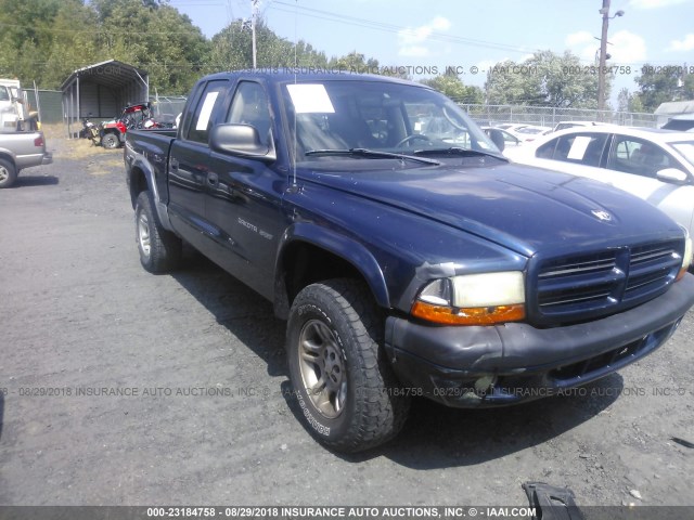 1B7HG38N82S681791 - 2002 DODGE DAKOTA QUAD SPORT/QUAD R/T BLUE photo 1