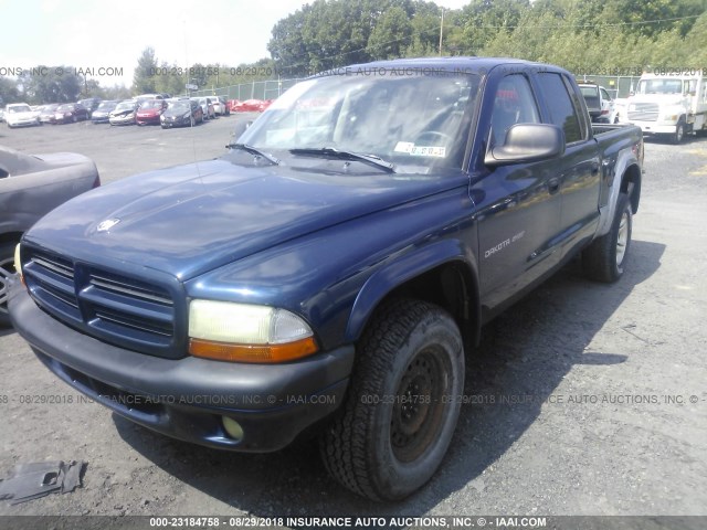 1B7HG38N82S681791 - 2002 DODGE DAKOTA QUAD SPORT/QUAD R/T BLUE photo 2