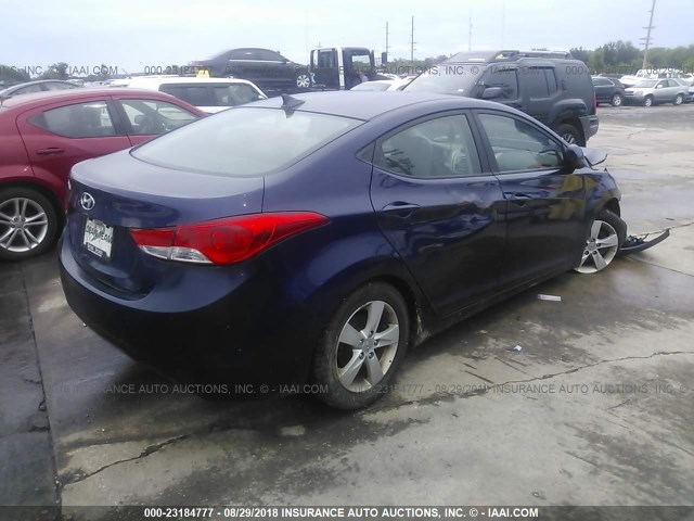 5NPDH4AEXDH353771 - 2013 HYUNDAI ELANTRA GLS/LIMITED BLUE photo 4