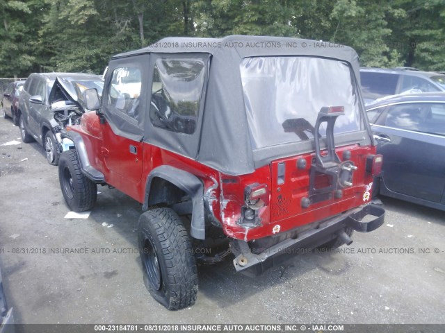 1J4FY19P7RP464426 - 1994 JEEP WRANGLER / YJ S RED photo 3