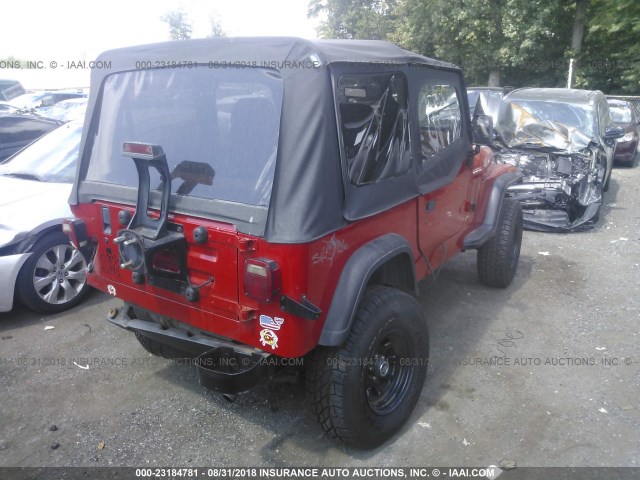 1J4FY19P7RP464426 - 1994 JEEP WRANGLER / YJ S RED photo 4