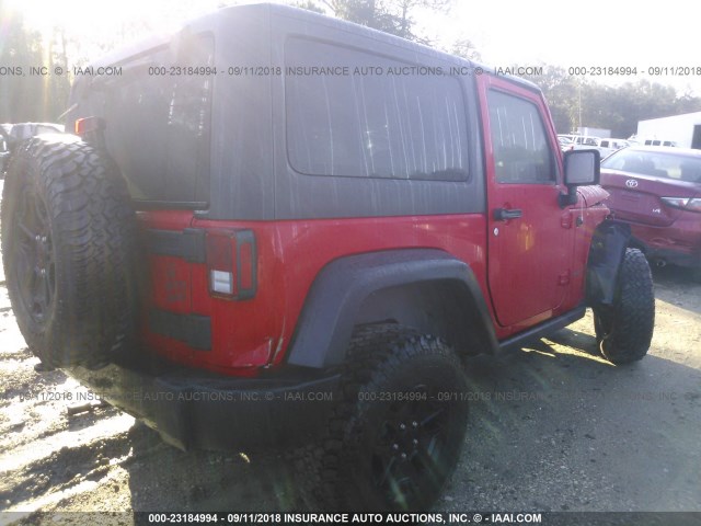 1C4AJWAG8GL274202 - 2016 JEEP WRANGLER SPORT RED photo 4