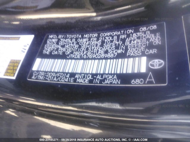 JTKDE167690289887 - 2009 TOYOTA SCION TC 黑色 照片 9