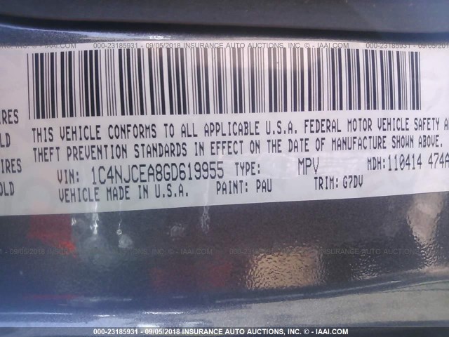 1C4NJCEA8GD619955 - 2016 JEEP COMPASS LATITUDE 灰色 照片 9