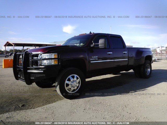 1GC4K0C89EF145605 - 2014 CHEVROLET SILVERADO K3500 LT MAROON photo 2