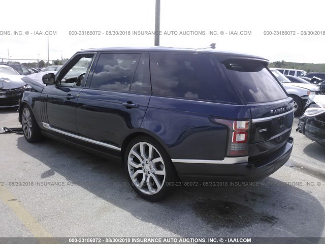 SALGS3EF6GA308133 - 2016 LAND ROVER RANGE ROVER SUPERCHARGED BLUE photo 3