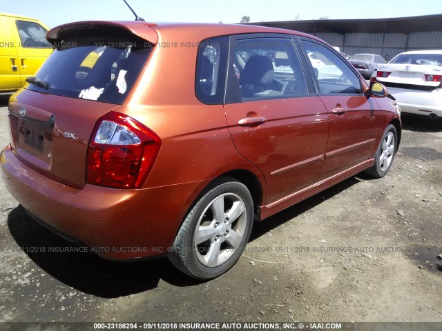 KNAFE162575003044 - 2007 KIA SPECTRA5 SX ORANGE photo 4