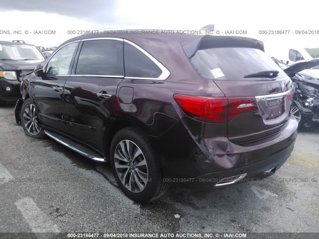 5FRYD4H49GB013071 - 2016 ACURA MDX TECHNOLOGY BURGUNDY photo 3