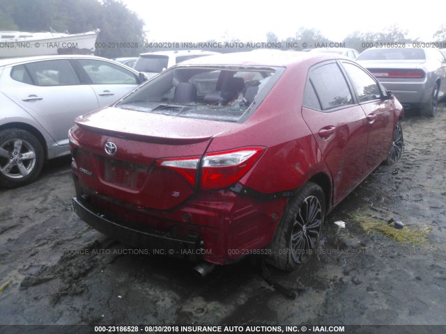 2T1BURHE3EC065035 - 2014 TOYOTA COROLLA L/LE/LE PLS/PRM/S/S PLS RED photo 4