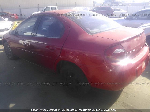 1B3ES56C95D275379 - 2005 DODGE NEON SXT RED photo 3