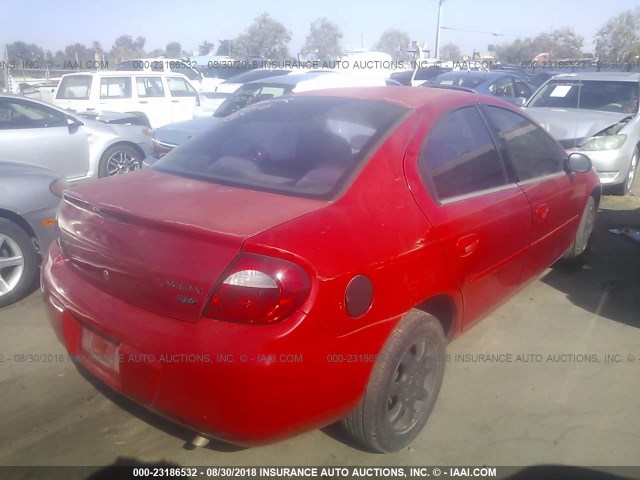 1B3ES56C95D275379 - 2005 DODGE NEON SXT RED photo 4