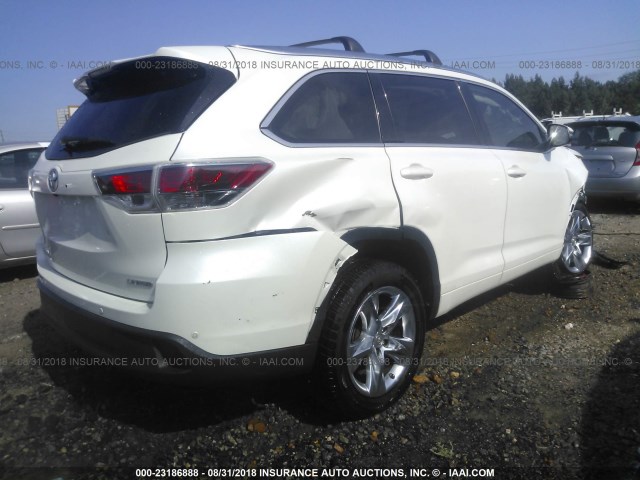 5TDYKRFH3FS066806 - 2015 TOYOTA HIGHLANDER LIMITED/LTD PLATINUM WHITE photo 4