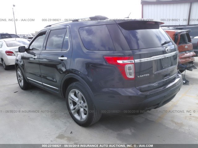 1FM5K7F84DGB90223 - 2013 FORD EXPLORER LIMITED BLACK photo 3