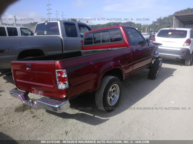 4TARN81A6NZ034277 - 1992 TOYOTA PICKUP 1/2 TON SHORT WHEELBASE STB RED photo 4