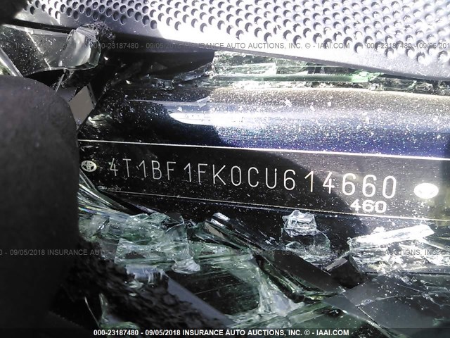 4T1BF1FK0CU614660 - 2012 TOYOTA CAMRY SE/LE/XLE BLACK photo 9