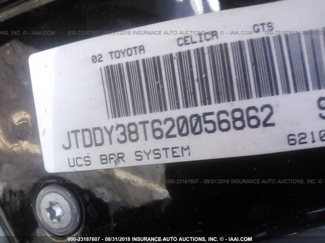 JTDDY38T620056862 - 2002 TOYOTA CELICA GT-S BLACK photo 9