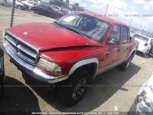 1B7GG2AN31S190379 - 2001 DODGE DAKOTA QUAD RED photo 2