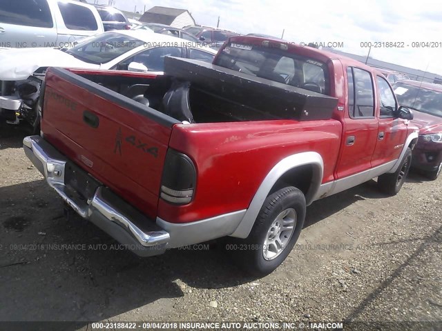 1B7GG2AN31S190379 - 2001 DODGE DAKOTA QUAD RED photo 4