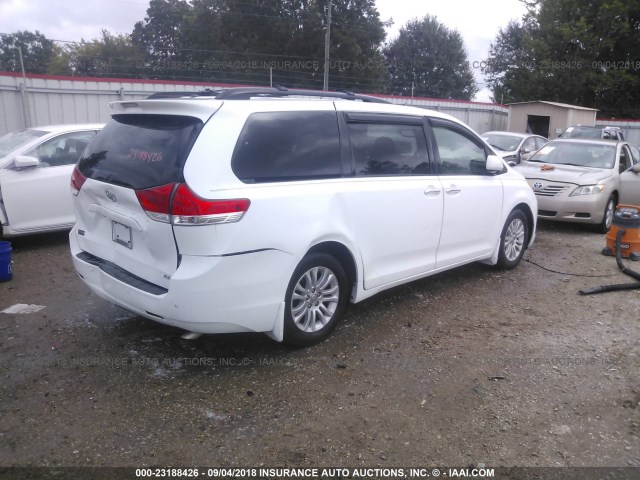 5TDYK3DC2BS106372 - 2011 TOYOTA SIENNA XLE/LIMITED WHITE photo 4