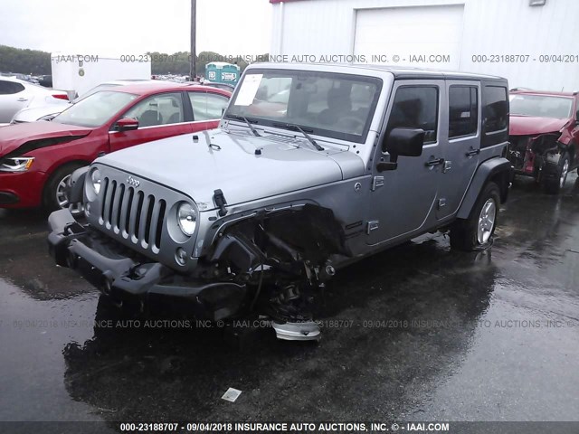 1C4BJWDG1EL323382 - 2014 JEEP WRANGLER UNLIMITE SPORT GRAY photo 2