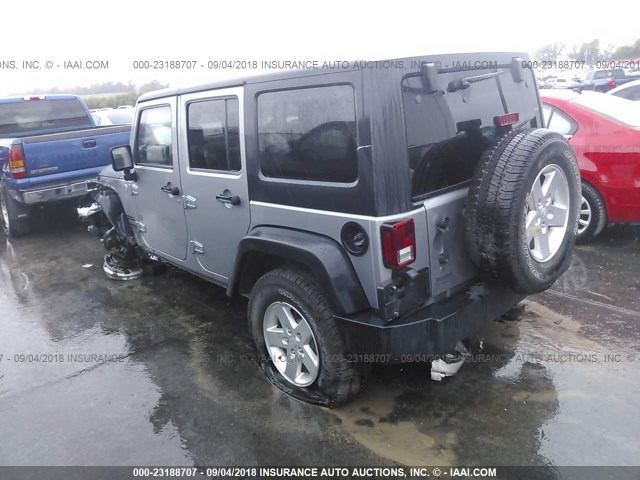 1C4BJWDG1EL323382 - 2014 JEEP WRANGLER UNLIMITE SPORT GRAY photo 3