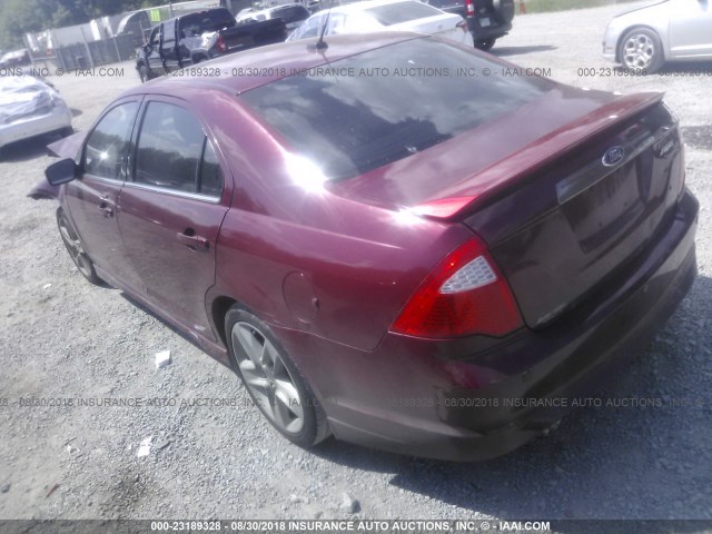 3FAHP0KC3AR374020 - 2010 FORD FUSION SPORT RED photo 3