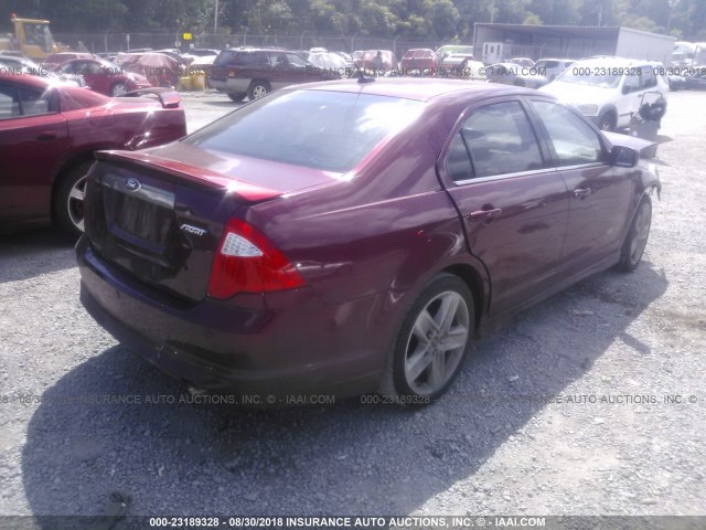 3FAHP0KC3AR374020 - 2010 FORD FUSION SPORT RED photo 4