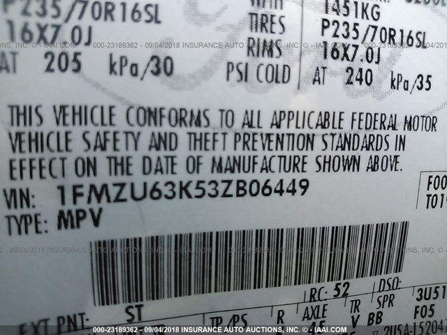 1FMZU63K53ZB06449 - 2003 FORD EXPLORER XLT/XLT SPORT/NBX 绿色 照片 9