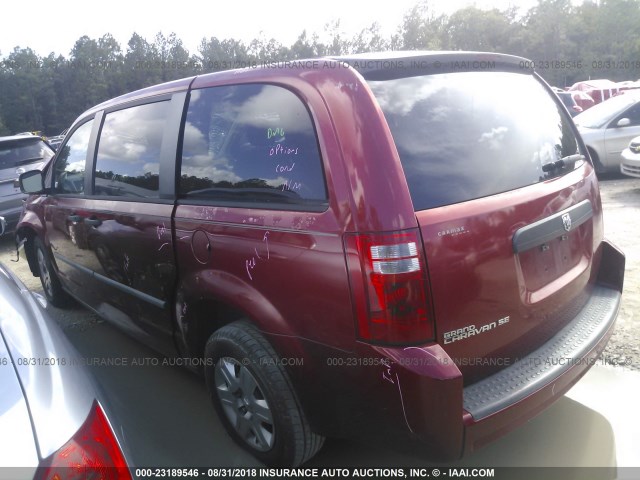 2D8HN44H78R704582 - 2008 DODGE GRAND CARAVAN SE RED photo 3