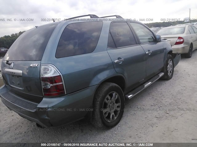 2HNYD188X6H505436 - 2006 ACURA MDX TOURING TEAL photo 4