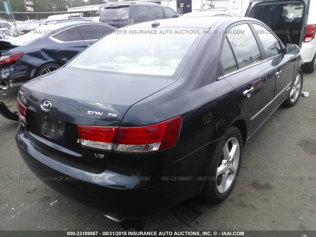 5NPEU46F78H351547 - 2008 HYUNDAI SONATA SE/LIMITED BLUE photo 4