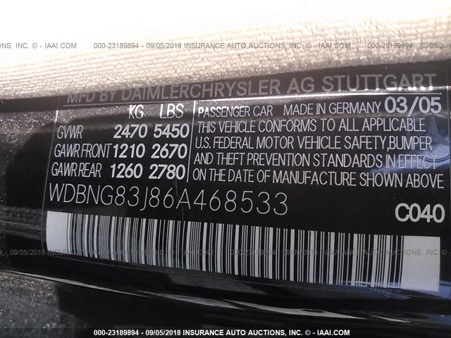 WDBNG83J86A468533 - 2006 MERCEDES-BENZ S 430 4MATIC BLACK photo 9