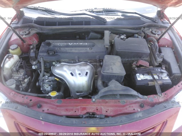 4T1BE46K17U019844 - 2007 TOYOTA CAMRY CE/LE/XLE/SE RED photo 10