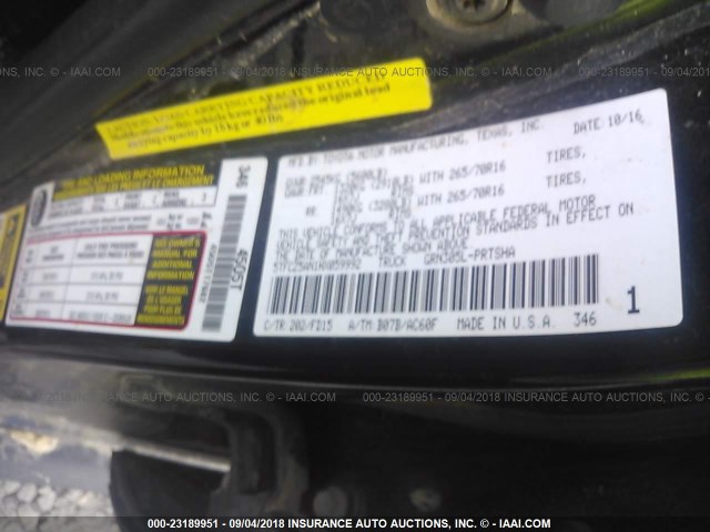 5TFCZ5AN1HX059992 - 2017 TOYOTA TACOMA DBL CAB/SR/TRDSPT/OR/PRO შავი ფოტო 9