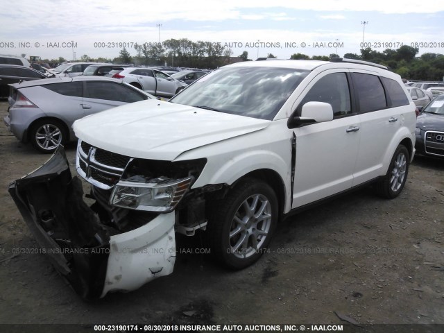 3C4PDCDG0ET171403 - 2014 DODGE JOURNEY LIMITED WHITE photo 2