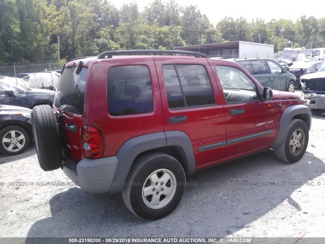 1J4GK48K23W694725 - 2003 JEEP LIBERTY SPORT/FREEDOM წითელი ფოტო 4