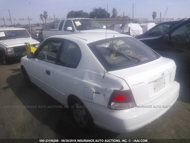KMHCG35C31U115422 - 2001 HYUNDAI ACCENT GS WHITE photo 3