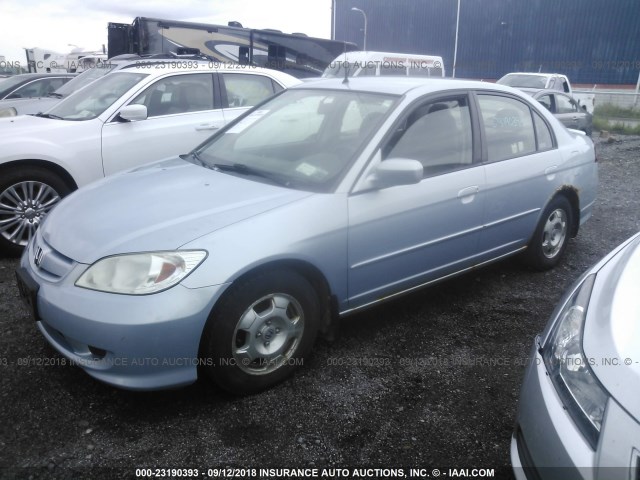 JHMES96665S006556 - 2005 HONDA CIVIC HYBRID Light Blue photo 2