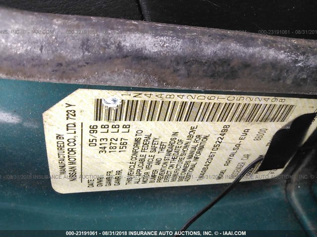 1N4AB42D6TC522498 - 1996 NISSAN 200SX SE GREEN photo 9