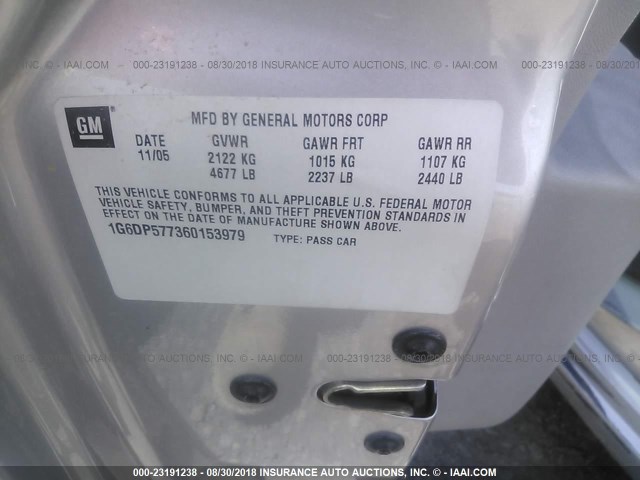 1G6DP577360153979 - 2006 CADILLAC CTS HI FEATURE V6 银色 照片 9